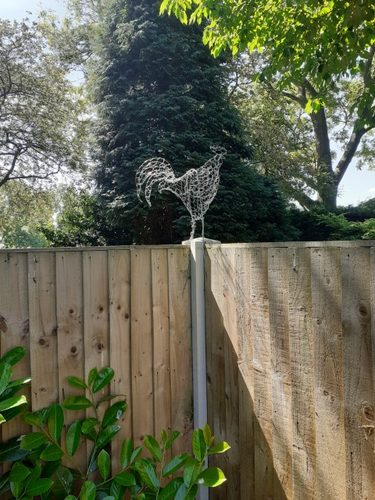 Wire sculpture, Rooster.
